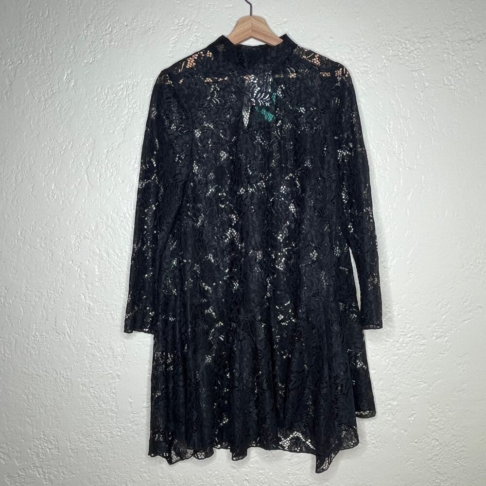 H&M Gothic Lace Swing Dress Sheer Stand Collar Dark‎ Romantic Women Black M NWT